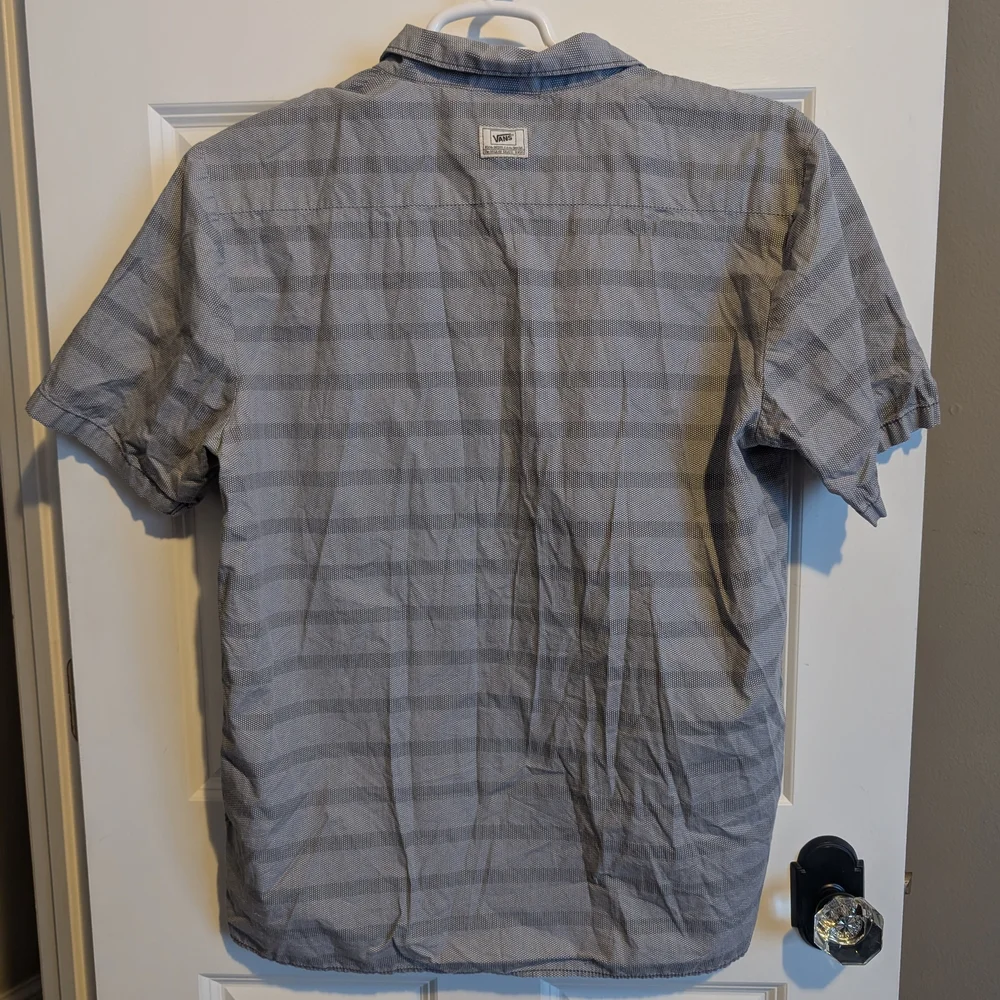 Vans Gray Striped Men's Button Up Skater Top Off The Wall - Picture 6 of 8